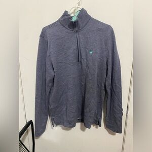 Brooks Brothers Navy Quarter-Zip Pullover with Teal Logo
